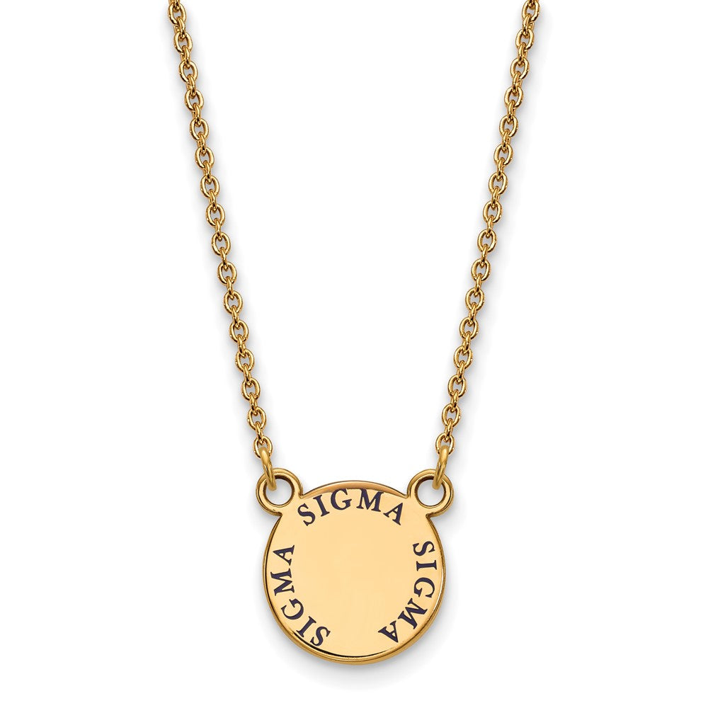 Sterling Silver Gold-plated LogoArt Sigma Sigma Sigma Sorority Text Small Color Enamel Pendant 18 inch Necklace