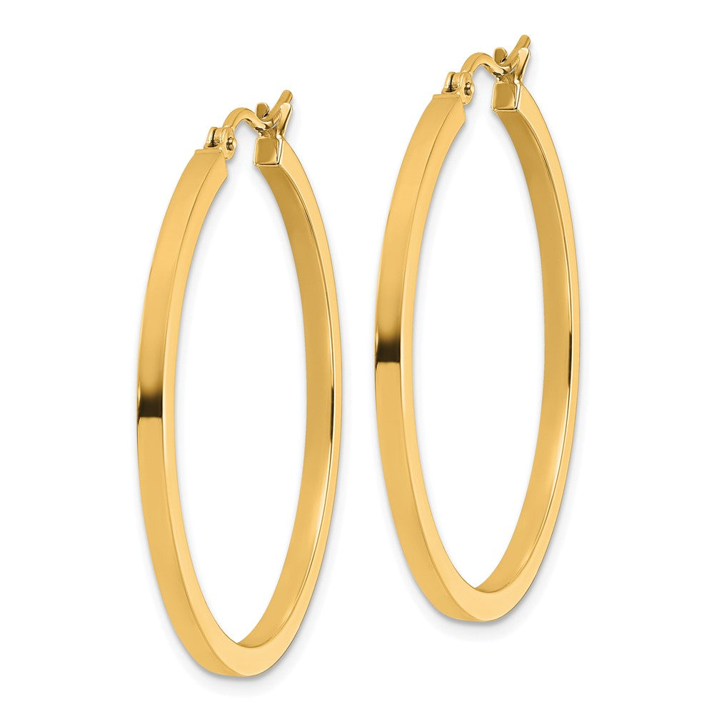 14k 2mm Square Tube Hoop Earrings
