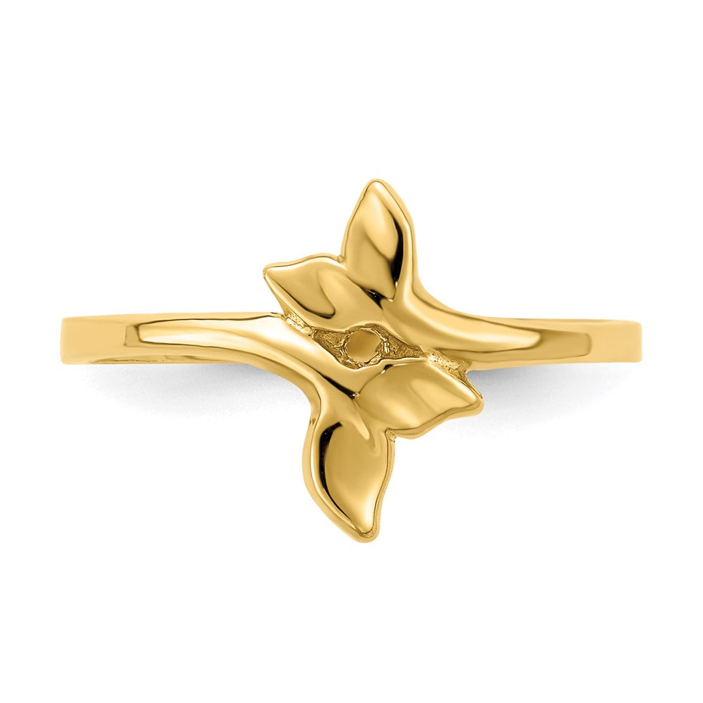 14K Gold Polished Double Whale Tail Ring Size 7