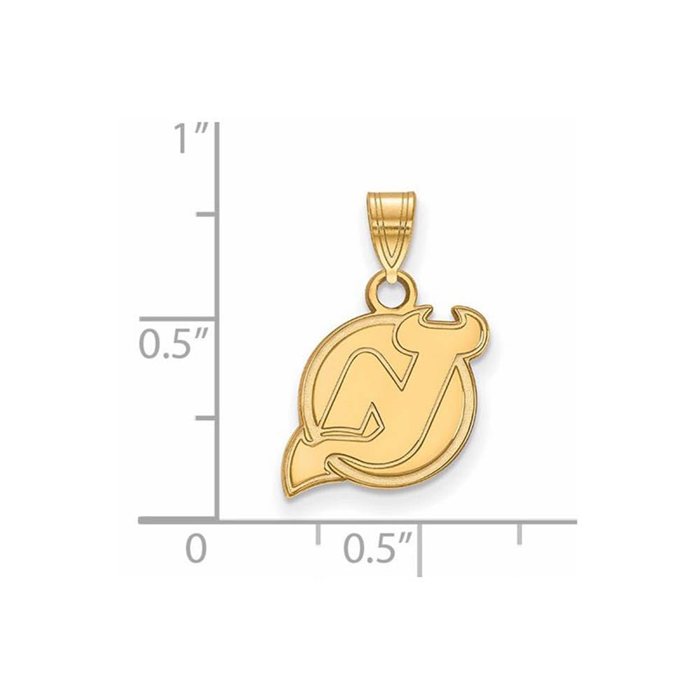 Sterling Silver Gold Plated NHL LogoArt New Jersey Devils Small Pendant