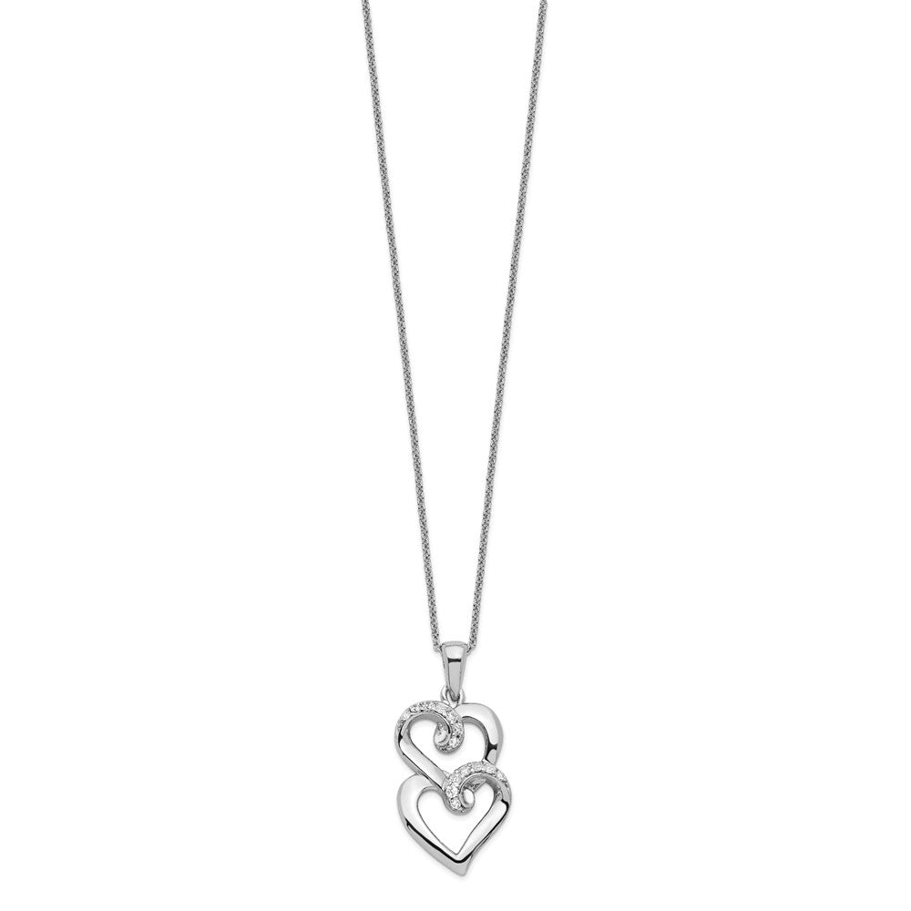 Sentimental Expressions Sterling Silver Rhodium-plated CZ To My Sister 18in Heart Necklace 18 Inches