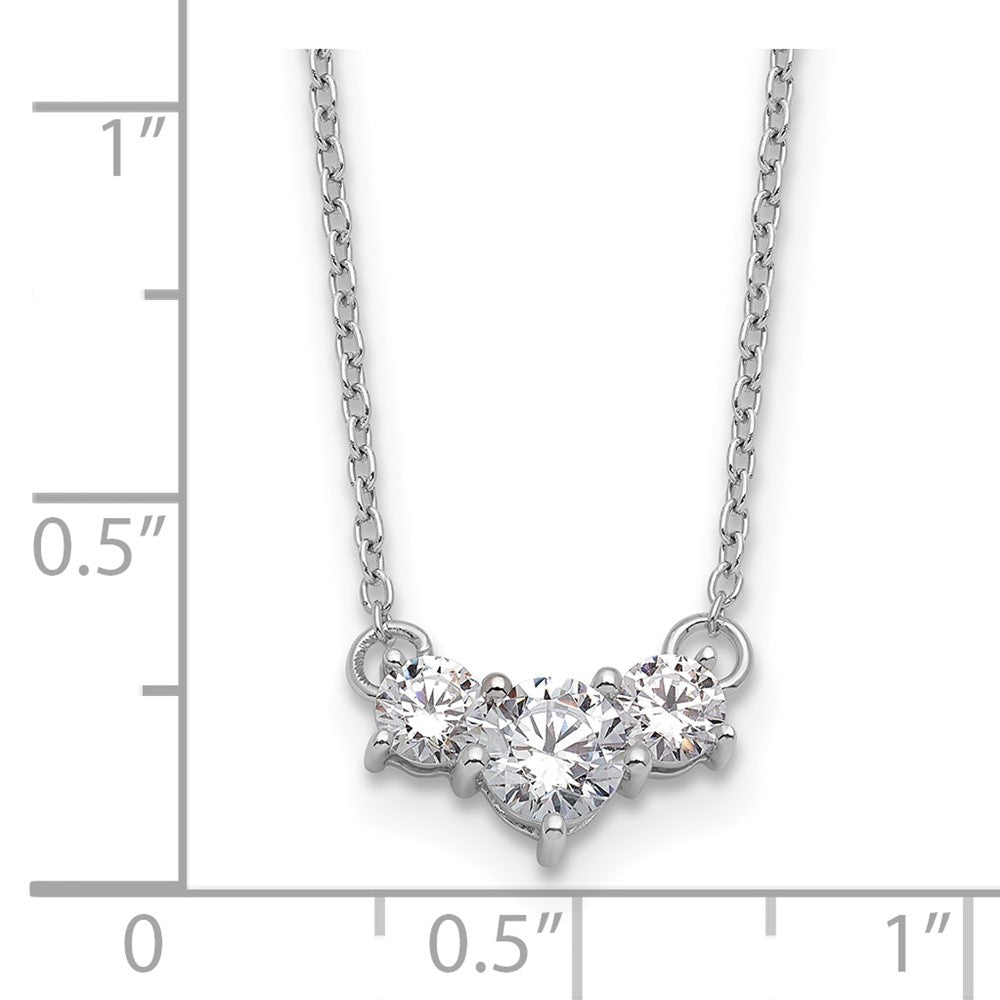 14k White Gold 3/4 carat Lab Grown Diamond VS/SI+ G+ 18 inch Three Stone Necklace