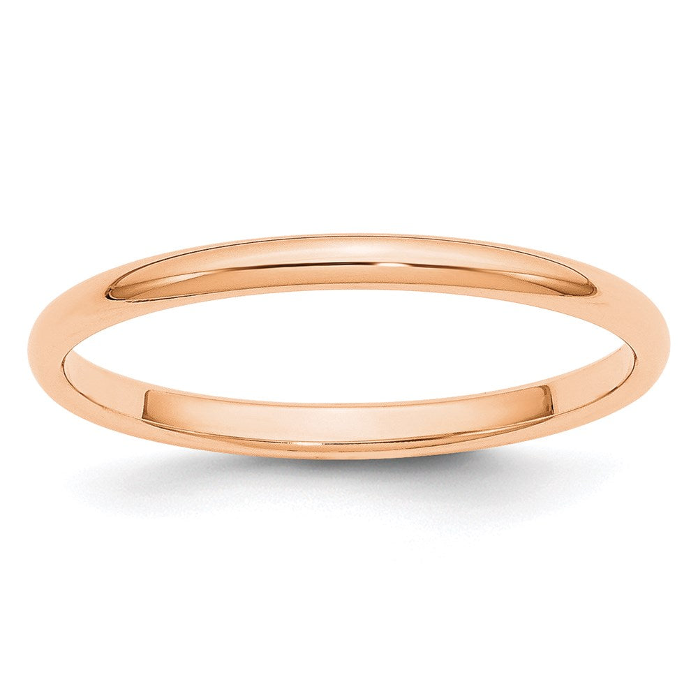 10k Rose Gold 2mm Half Round Wedding Band Size 7.5