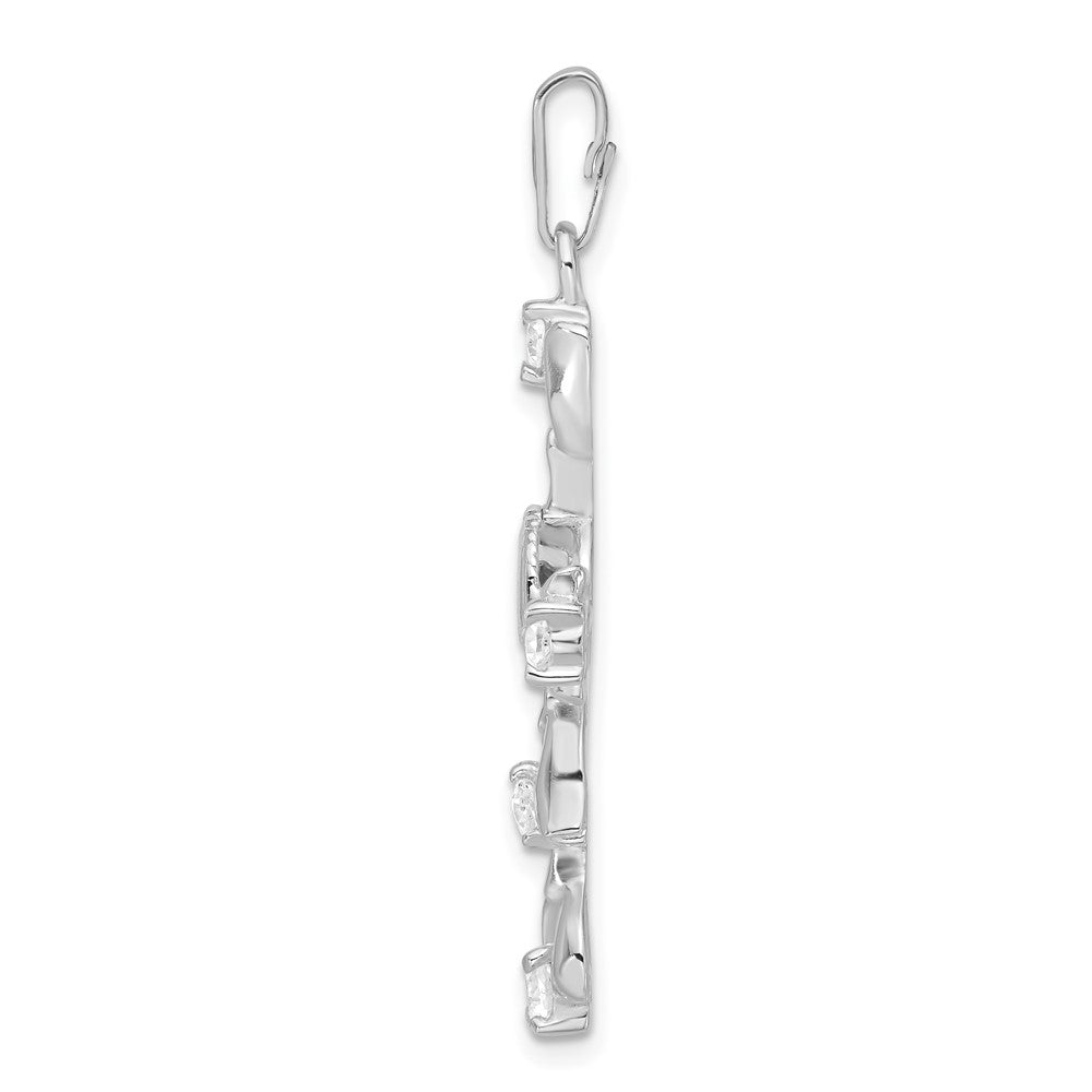 Sterling Silver Green & Clear CZ Cross Pendant