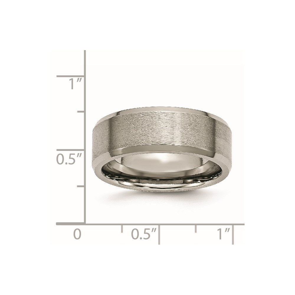 Titanium Brushed and Polished 8mm Beveled Edge Band Size - 9