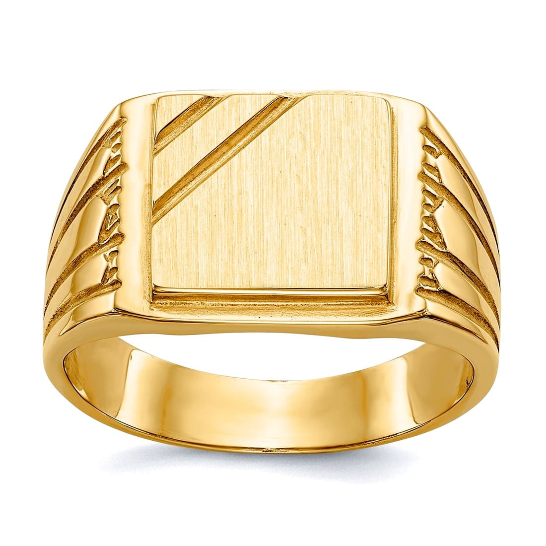14k 11.5x11.0mm Open Back Mens Signet Ring