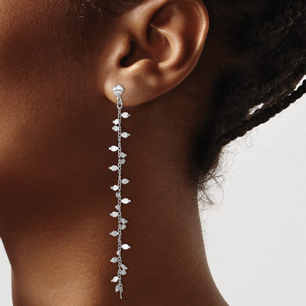 Sterling Silver Rhodium-plated Post Dangle Earrings