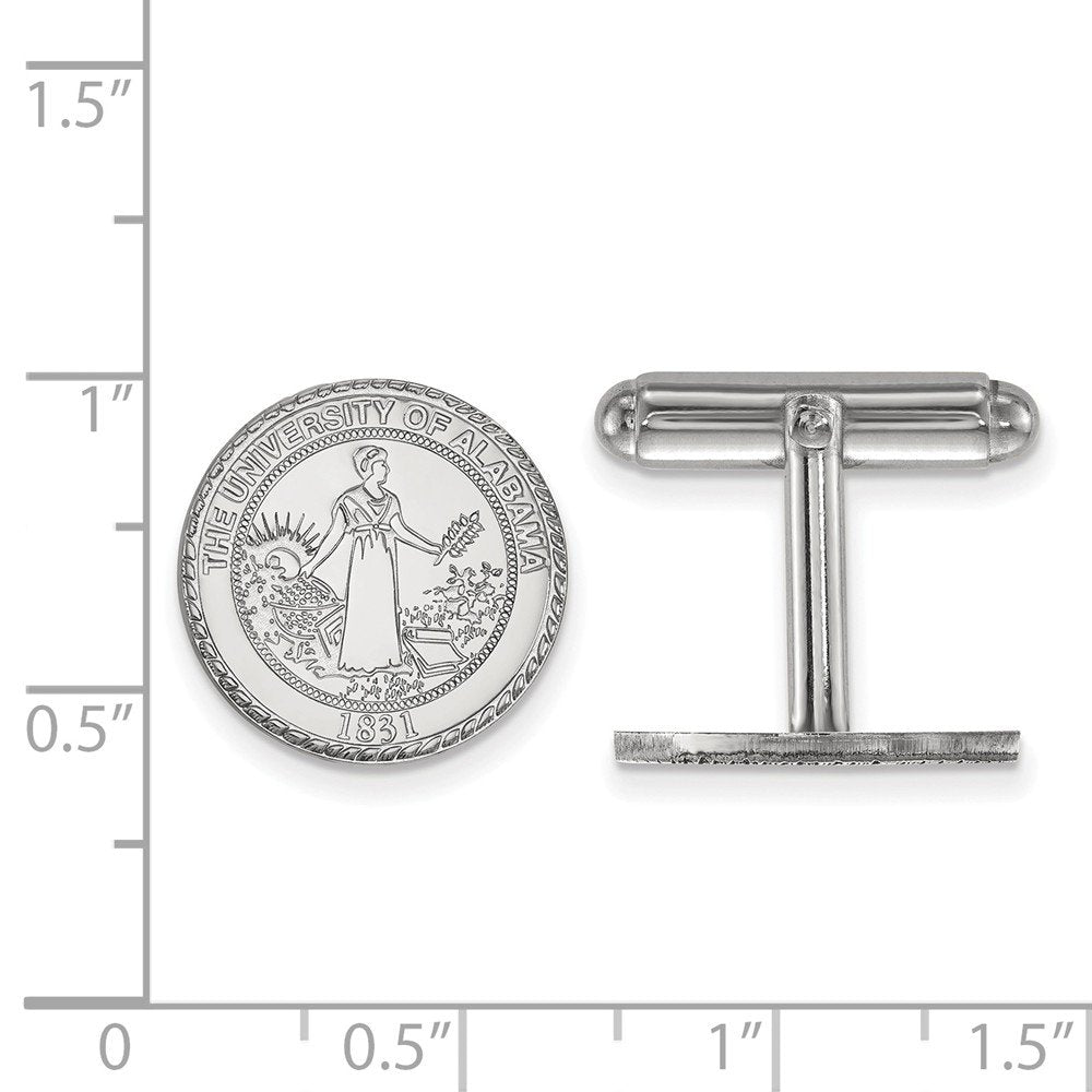 Sterling Silver Rhodium-plated LogoArt University of Alabama Crest Cuff Links Q-SS081UAL