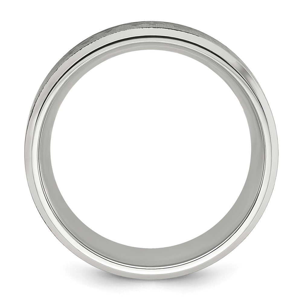 Chisel Stainless Steel Brushed Center with Laser Design Mountains 8mm Band Size - 8