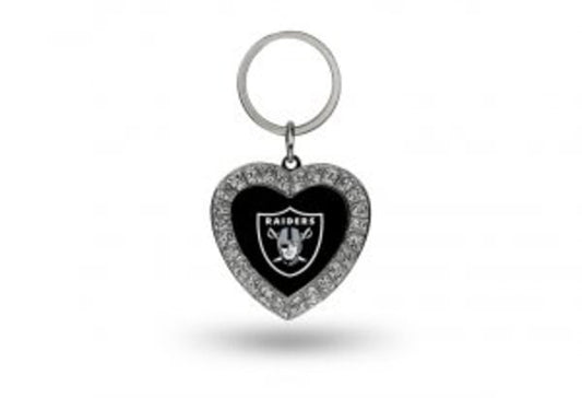 Rico Industries Oakland Raiders Bling Rhinestone Heart Keychain