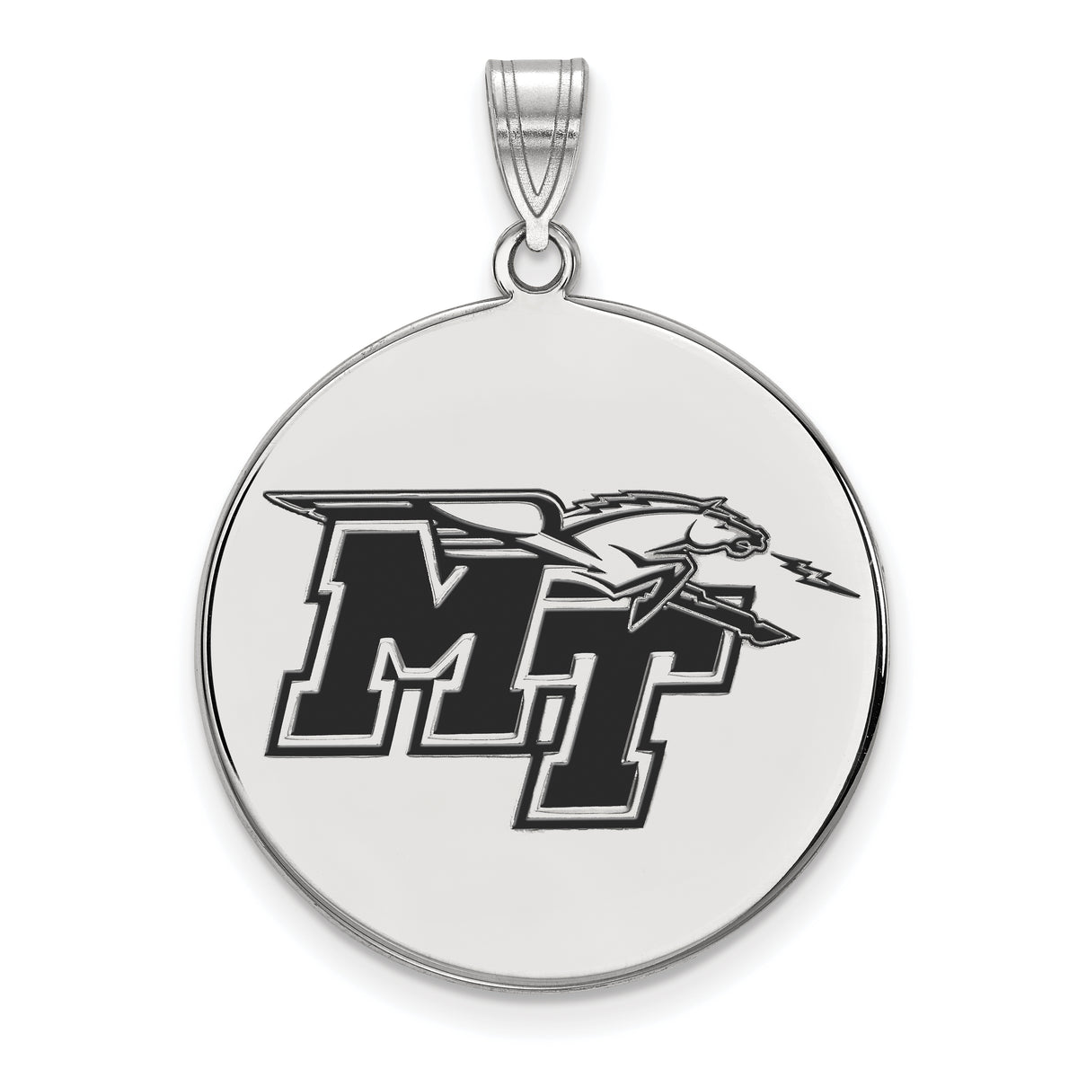 LogoArt Sterling Silver Middle Tennessee State University Xlarge Enamel Disc Pendant Necklace