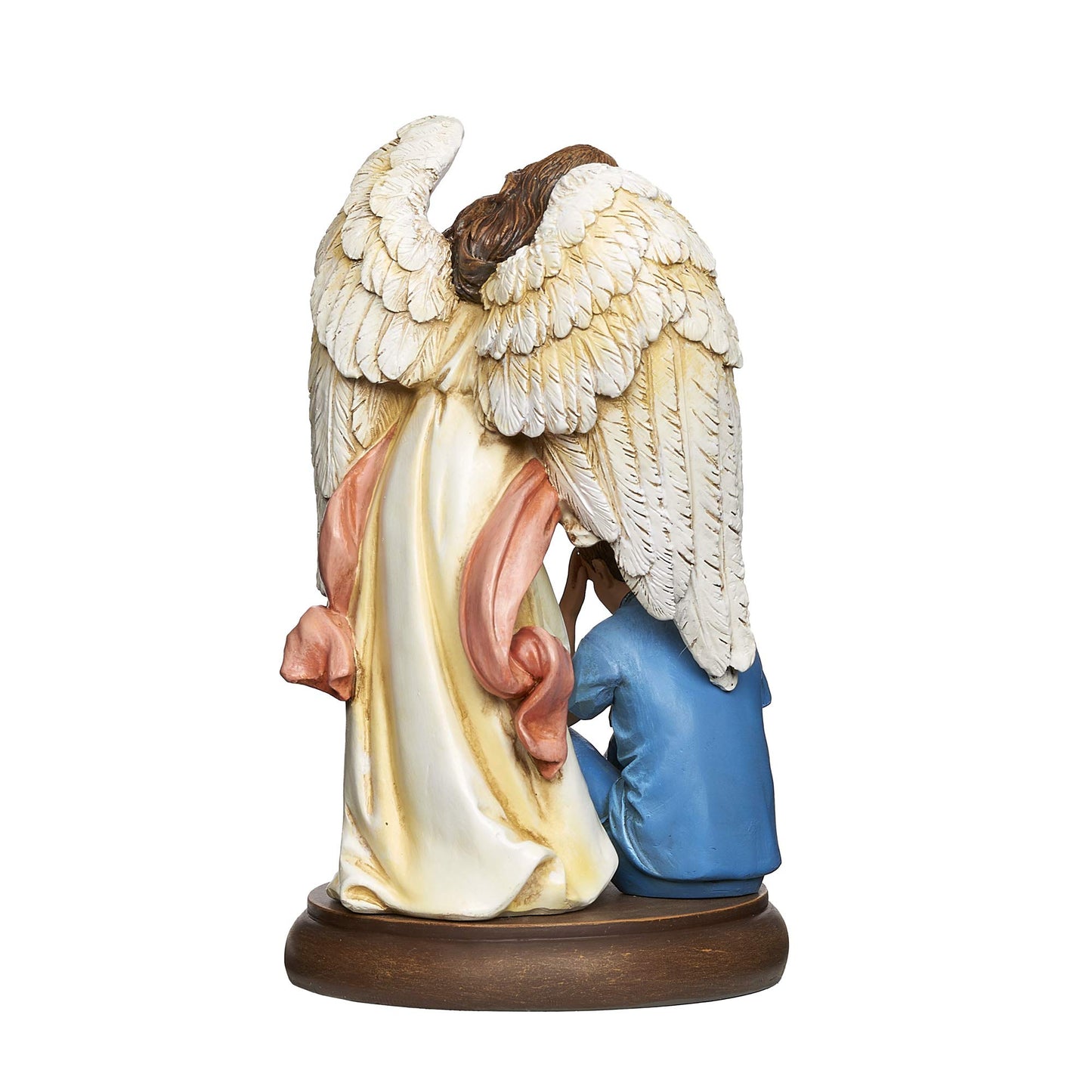 7.25" White and Blue Guardian Angel with Male Religious Tabletop Figurine