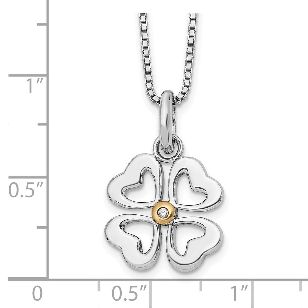 White Ice Sterling Silver Rhodium-plated Gold-tone 18 Inch Diamond Four Hearts Necklace with 2 Inch Extender 18 Inches