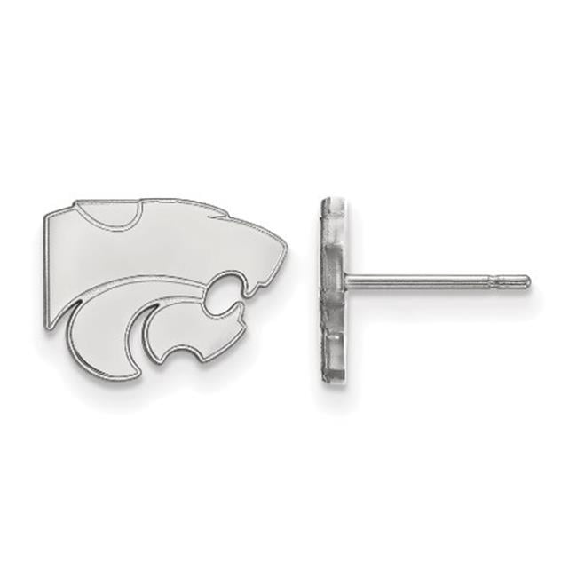 Sterling Silver Rhodium-plated LogoArt Kansas State University Wildcat Extra Small Post Earrings QSS008KSU