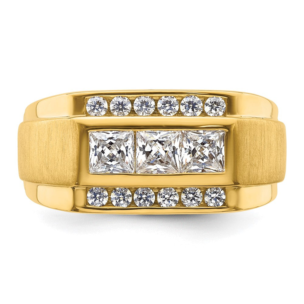 IBGoodman 14k 1 1/8 carat Lab Grown Diamond VS/SI+ G+ Complete Polished and Satin Men's Ring