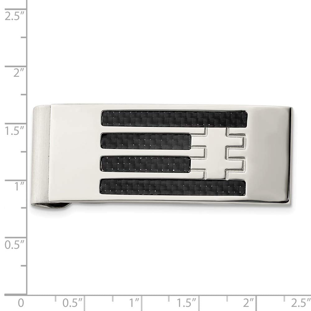 Chisel Stainless Steel Polished Carbon Fiber Money Clip