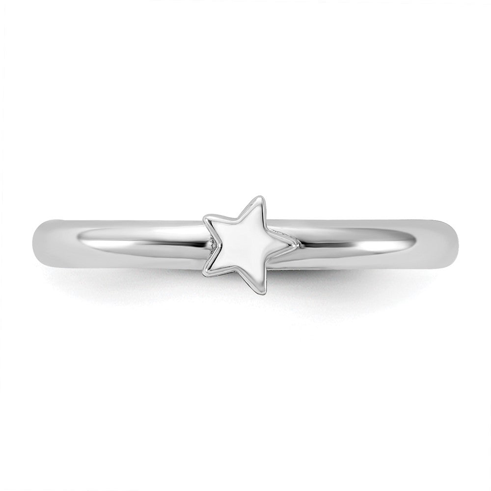 Sterling Silver Stackable Expressions Rhodium-plated Star Ring Size -6