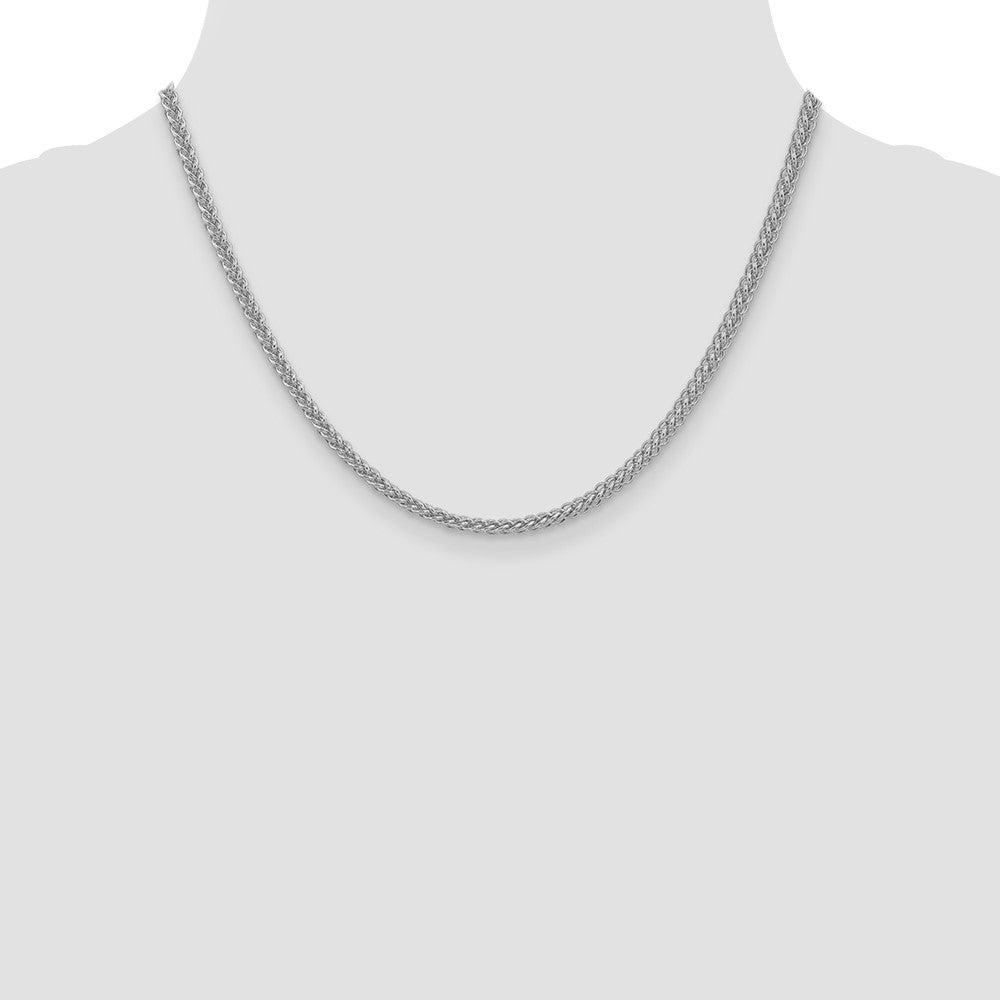 14k White Gold 2.6mm Semi-solid 3-Wire Wheat Chain