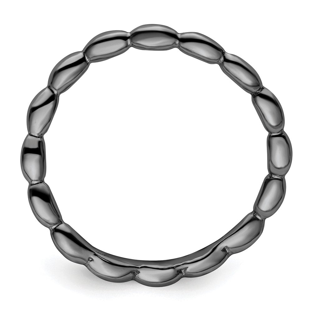 Sterling Silver Stackable Expressions Polished Black-plate Wave Ring Size -6