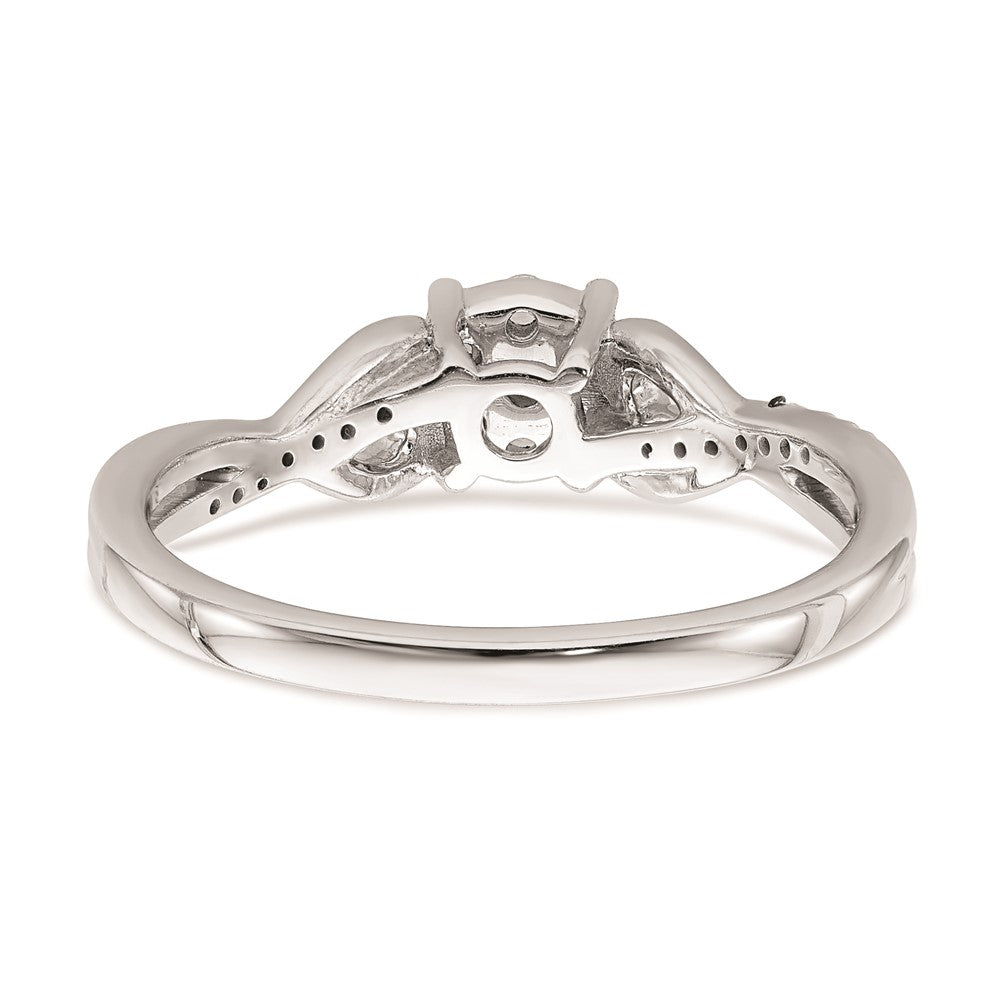 10k White Gold Cluster with 2 Hearts 1/6 carat Diamond Complete Engagement Ring