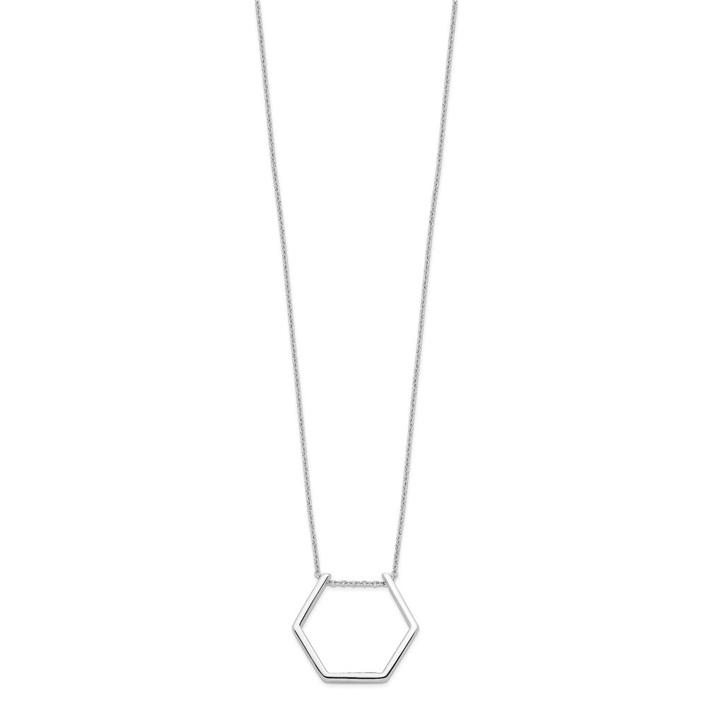 Sterling Silver Rhodium-plated Hexagon Necklace 18 Inches