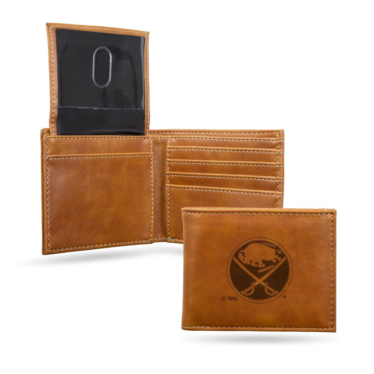 Buffalo NHL Sabres Laser Engraved Brown Billfold Wallet