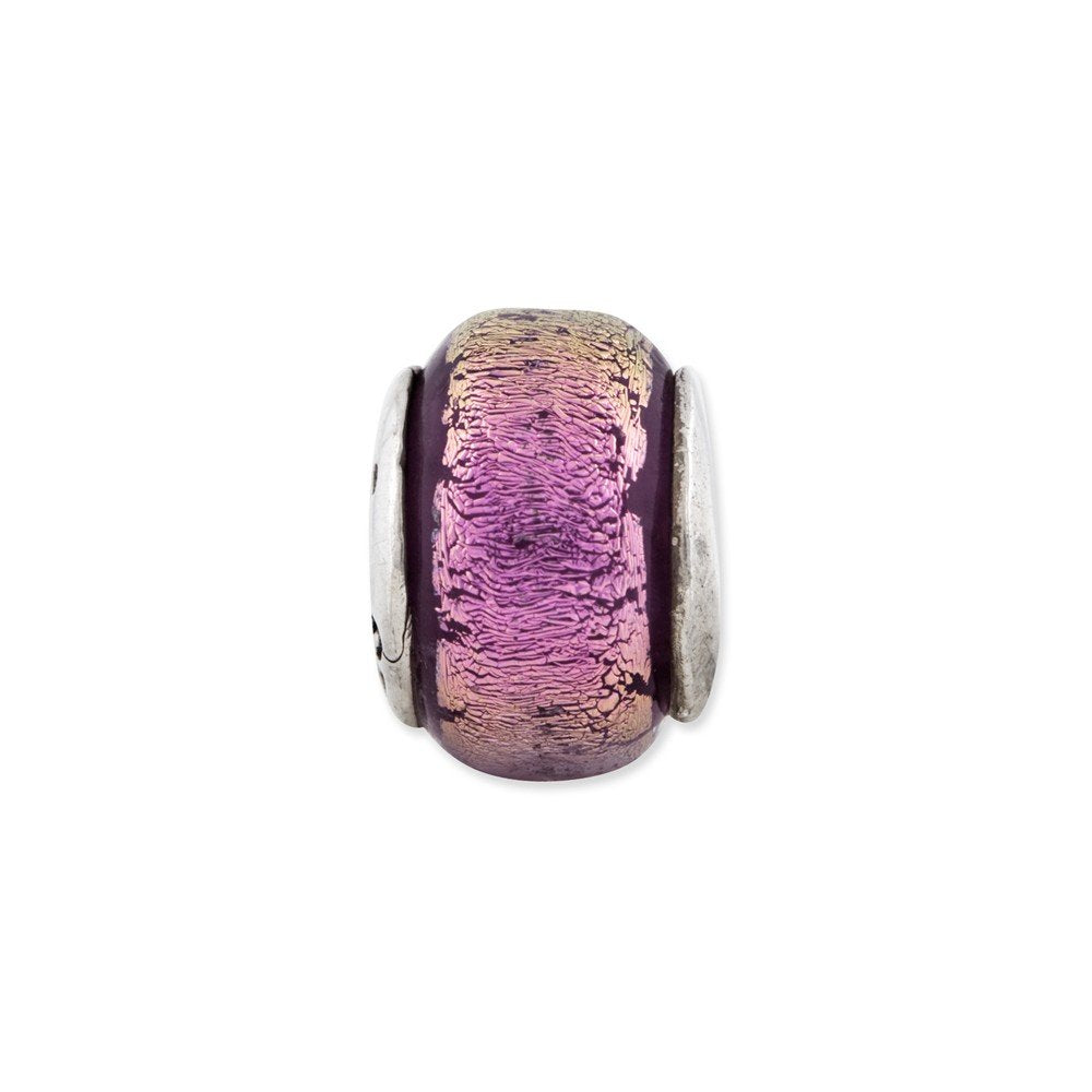 Sterling Silver Reflections Pink Dichroic Glass Bead