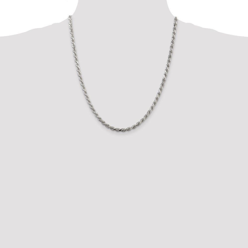 Sterling Silver 4.25mm Diamond-cut Rope Chain 22 Inches