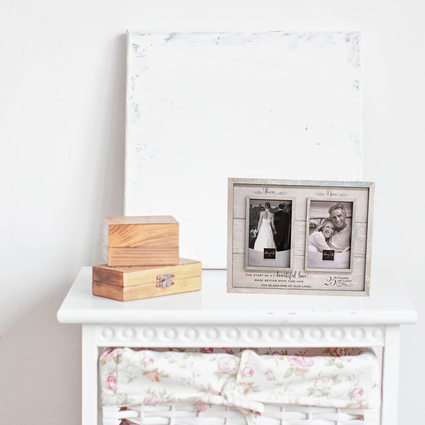 Abbey Gift Then & Now 25Th Anniversary Wood Frame, 12" x 9.5", Multicolor