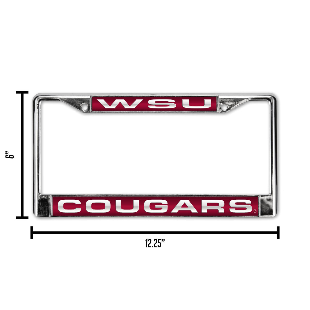 Collegiate Washington State Red Laser Chrome Acrylic License Plate Frame QGC7008