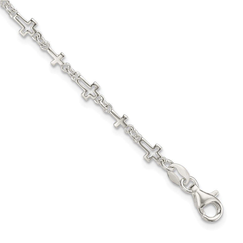 Sterling Silver Cross Link Bracelet 7.5 inches