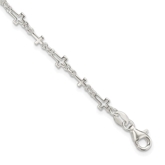 Sterling Silver Cross Link Bracelet 7.5 inches