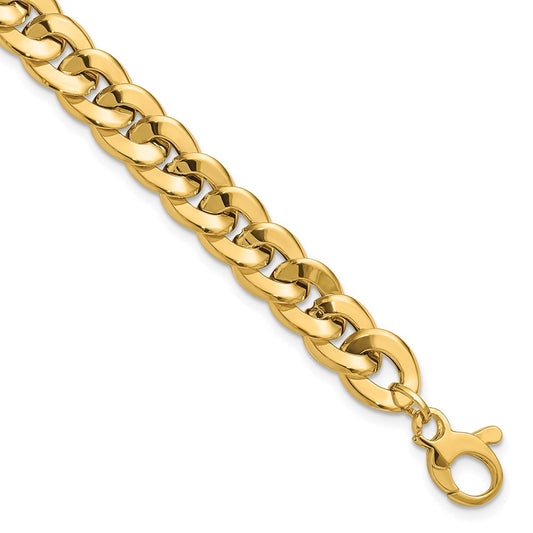 14K Polished Fancy Curb Link Bracelet 7.5  inches