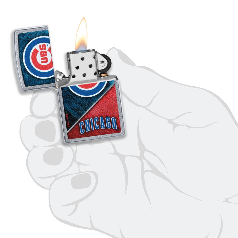 Zippo Street Chrome Chicago Cubs Color Image MLB Lighter