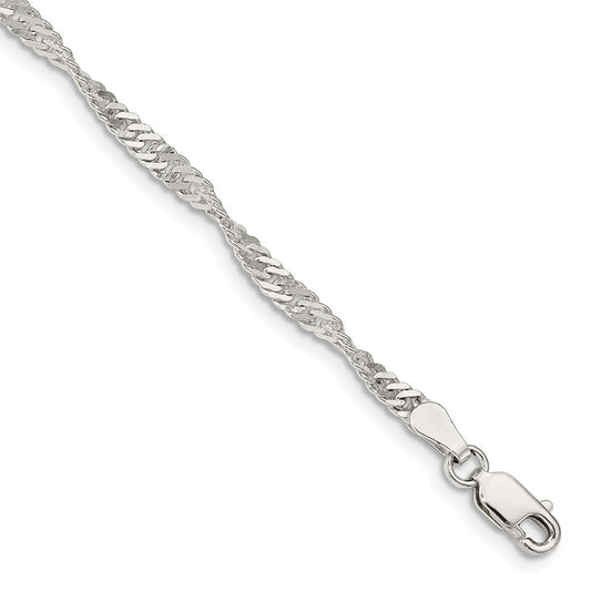 Sterling Silver 3mm Singapore Chain 8 inches