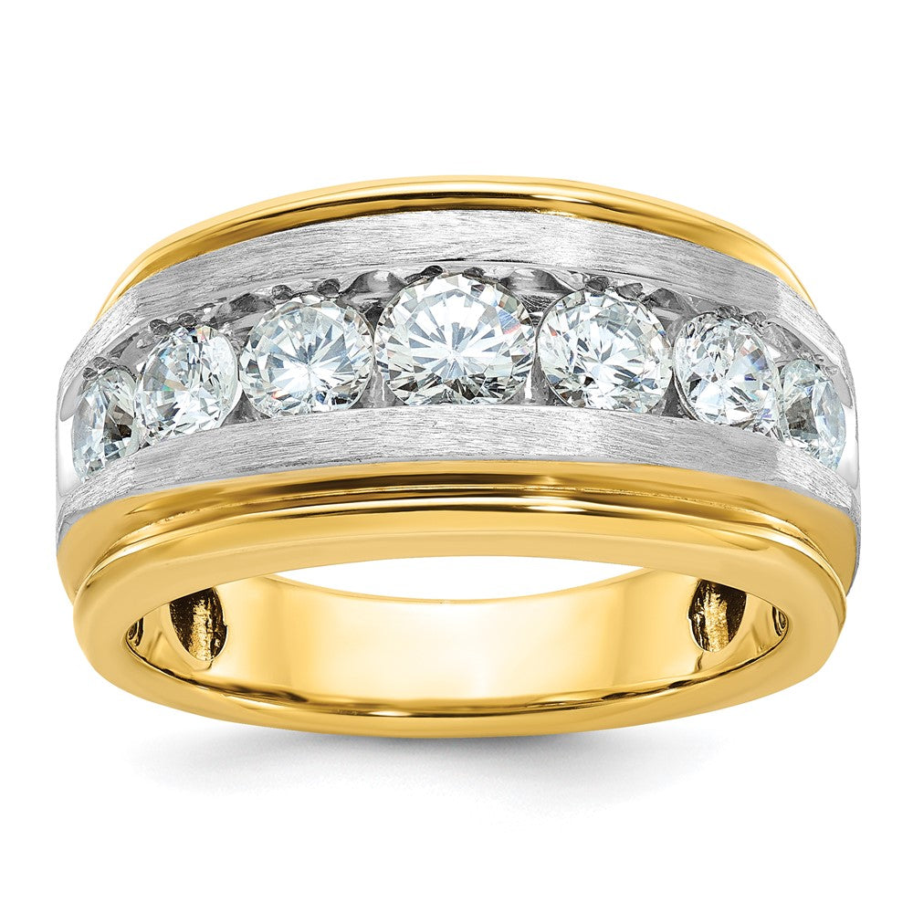 IBGoodman 14k Men's Polished Satin and Grooved 7-Stone Ring Mounting