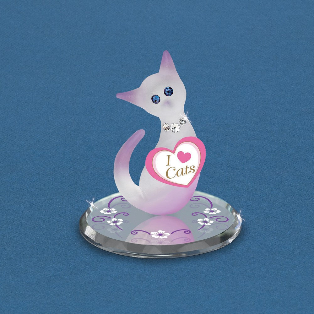 Glass Baron Pink Cat "I Love Cats"