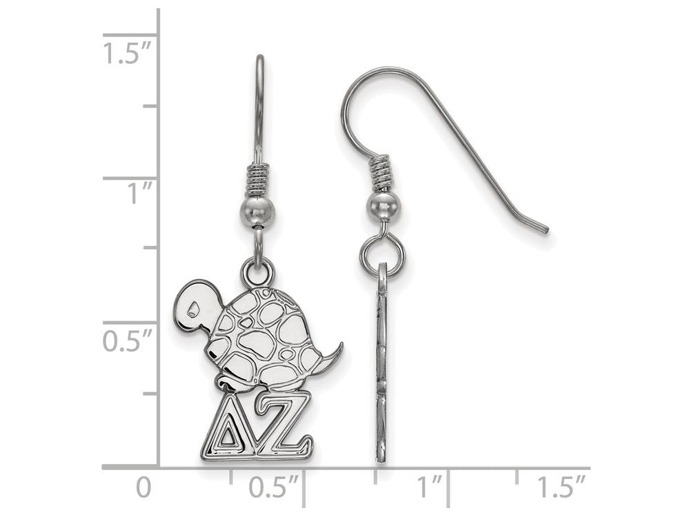 Sterling Silver Official Licensed Greek Sororities Delta Zeta (??) Medium Dangle Earrings