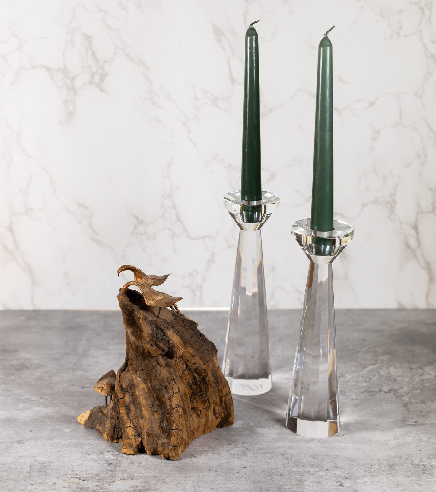 Park Avenue Pair of Faceted Crystal Candle Holders H8.5"