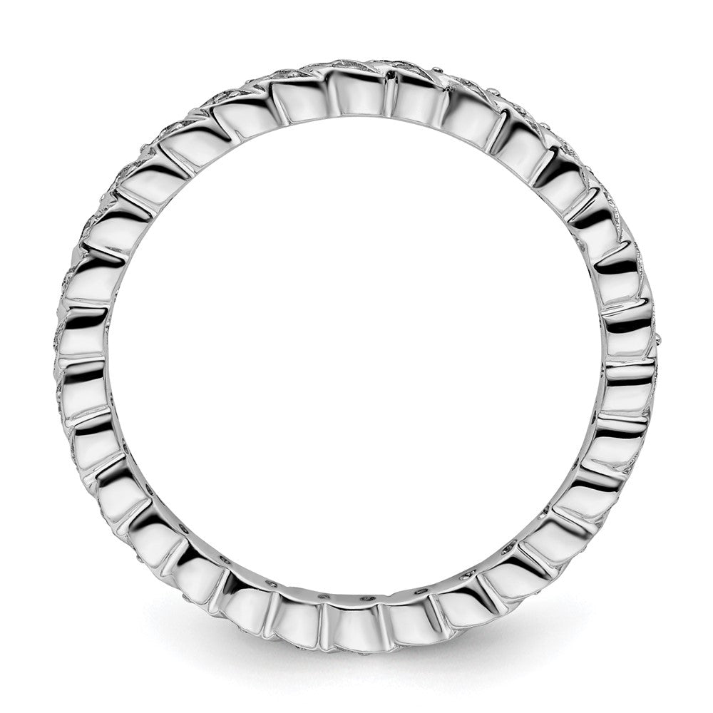 Sterling Silver Stackable Expressions Polished Diamond Ring Size -8
