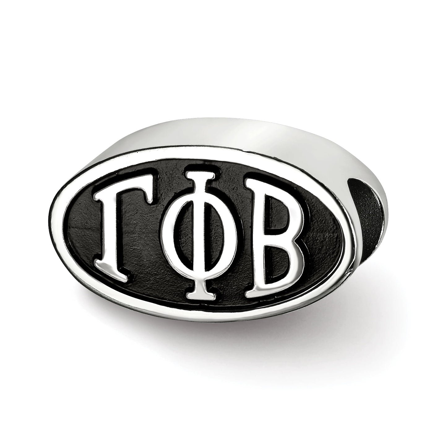 Sterling Silver LogoArt Gamma Phi Beta Sorority Greek Letters Enameled Oval Bead