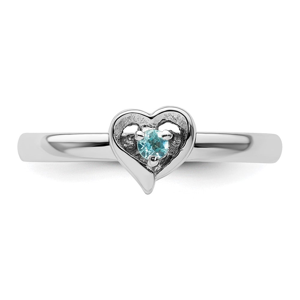 Sterling Silver Stackable Expressions Blue Topaz Heart Ring Size -10