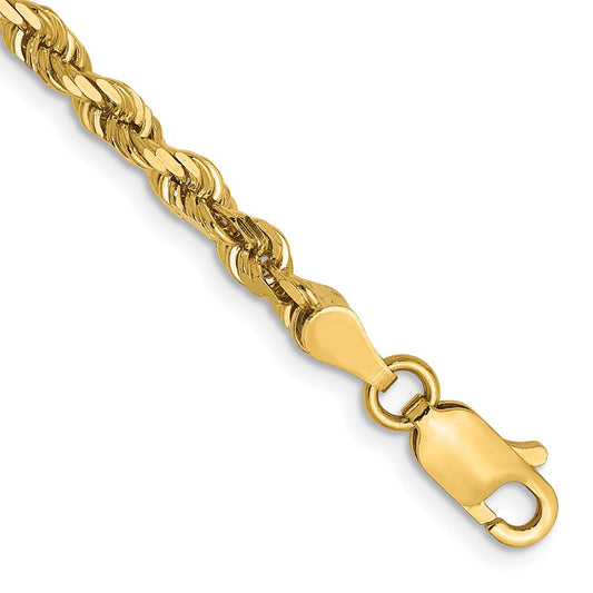 14K 3.5mm Diamond-Cut Lightweight Rope Chain 8  inches