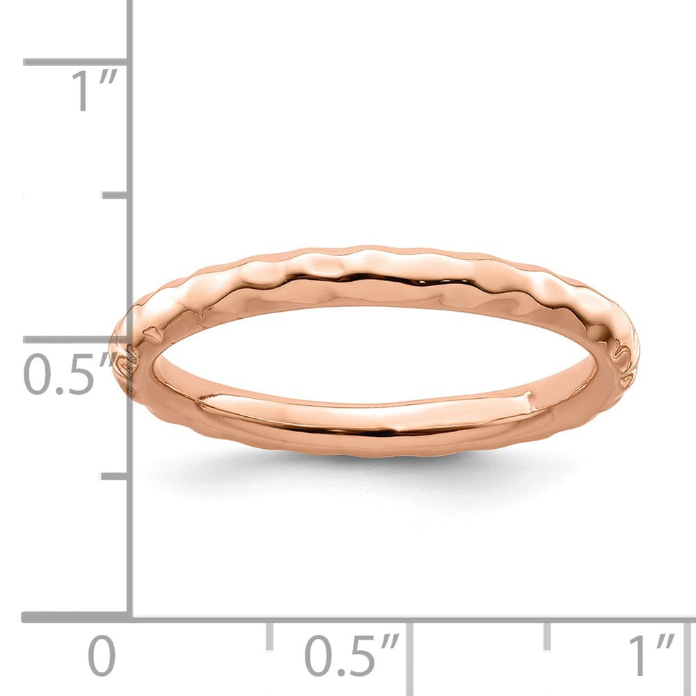 Sterling Silver Stackable Expressions Pink-plated Hammered Ring Size -8