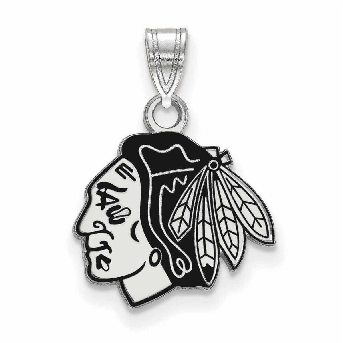 Women's Blackhawks Sterling Silver Small Enamel Pendant
