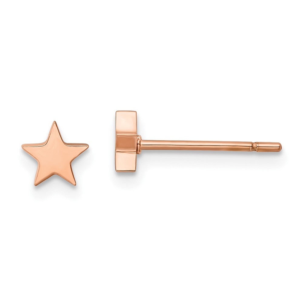 Stainless Steel Polished Rose IP-plated Star Post Earrings