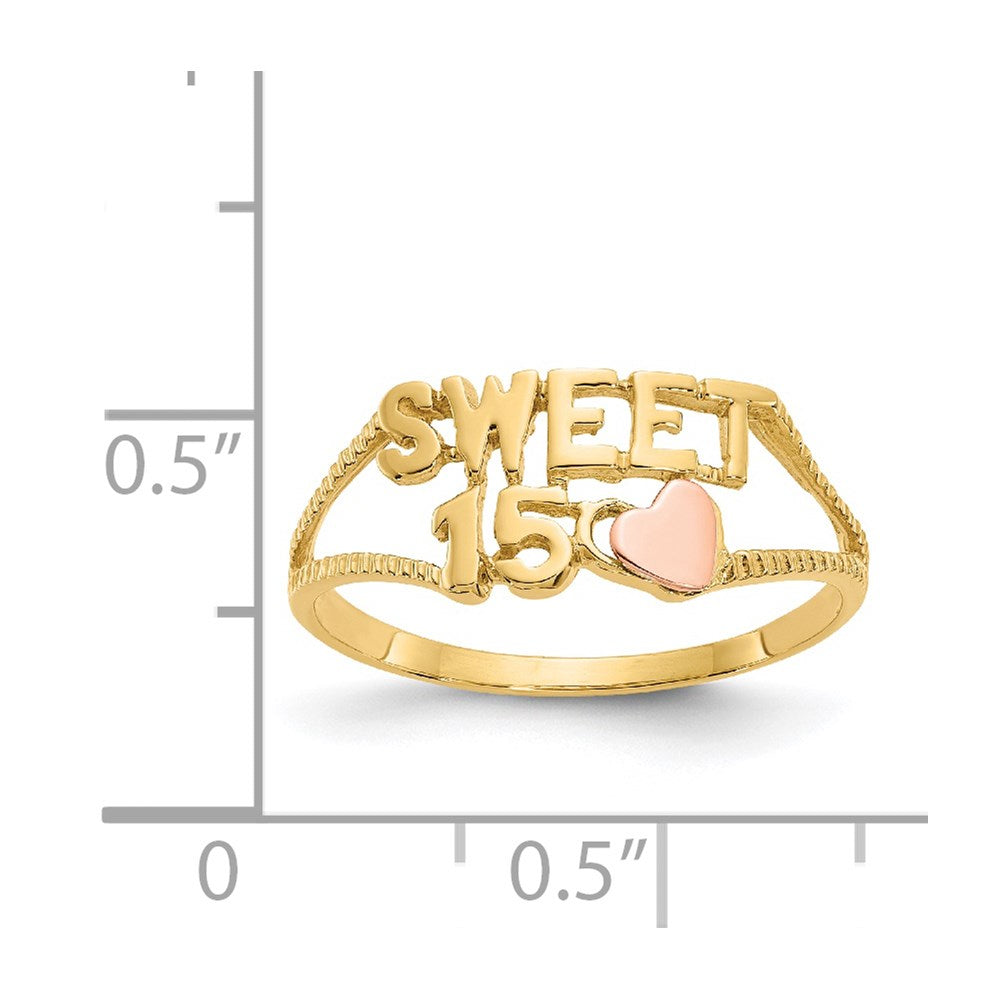 14K Two-tone Sweet 15 Heart Ring Size 6