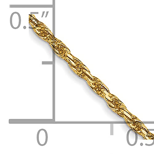 14K 9 inch 1.3mm Diamond-cut Solid Machine Made Rope with Lobster Clasp Anklet