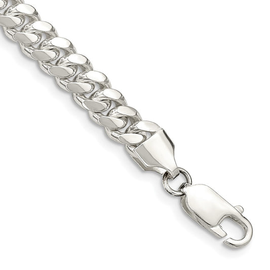 Sterling Silver 6.4mm Polished Domed Curb Chain 8 inches