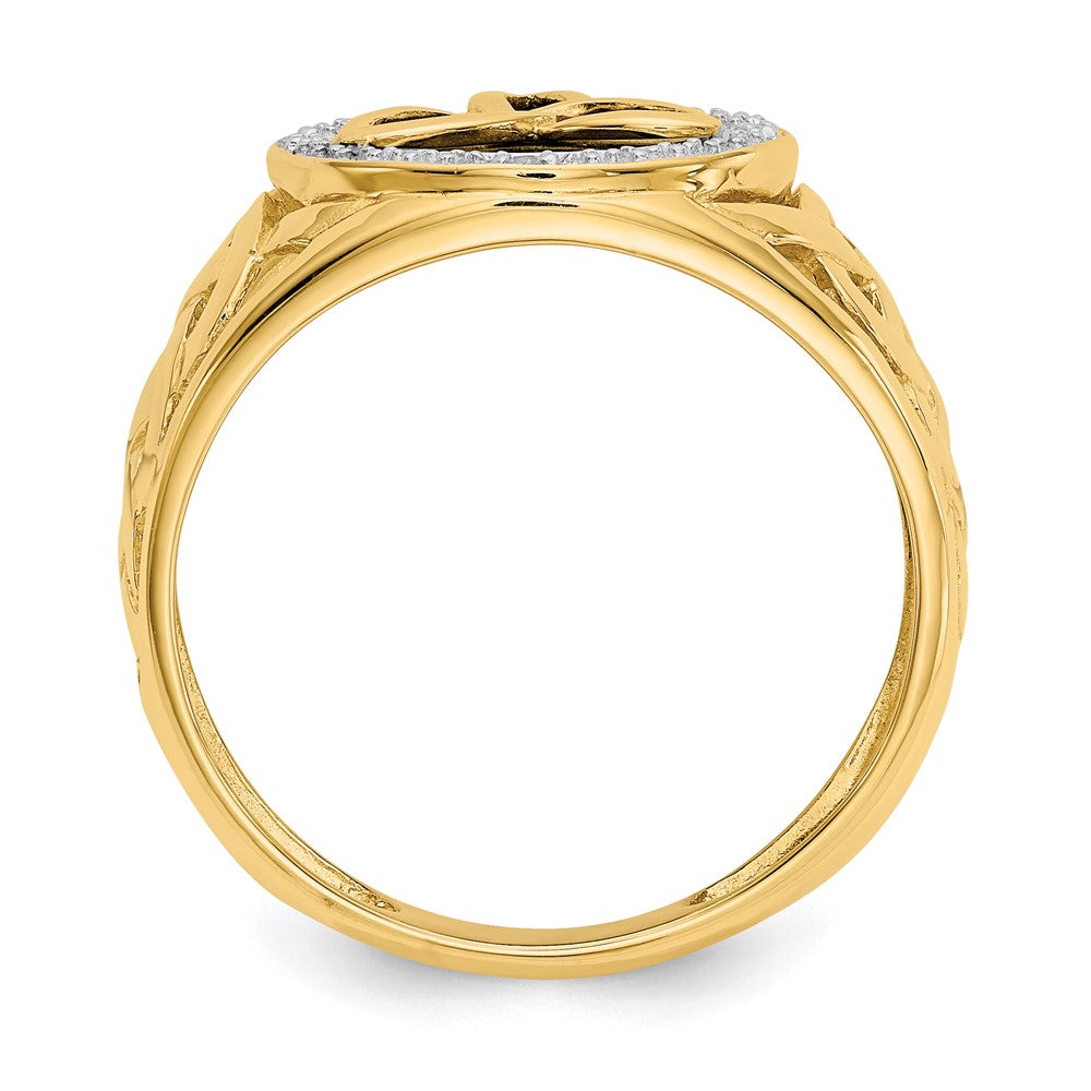 14k and Rhodium Onyx Diamond Trinity Ring Size 10